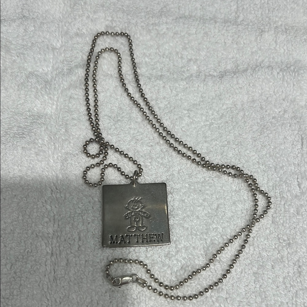 Silver Square Pendant with Cartoon Character - Picture 3 of 6